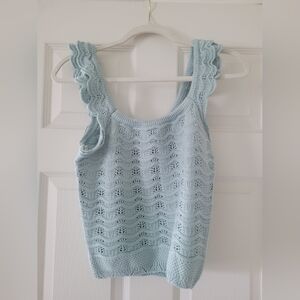 Light Blue Knit Sleeveless Top